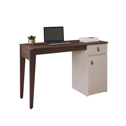 Mesa Escrivaninha Pérola 1 Porta 1 Gaveta Café/Off White - Pnr Móveis