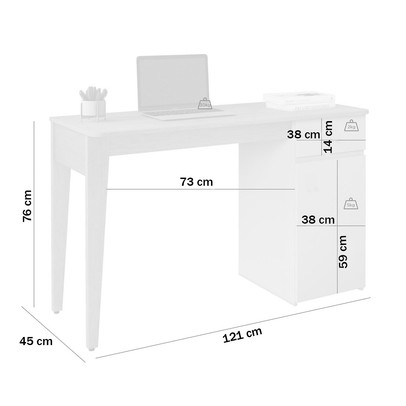 Mesa Escrivaninha Pérola 1 Porta 1 Gaveta Café/Off White - Pnr Móveis