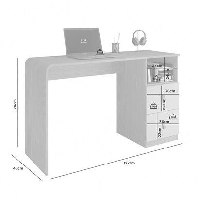 Mesa Escrivaninha Esmeralda 2 Gavetas Cinamomo/Off White - Pnr Móveis