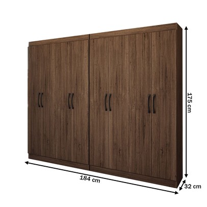 Guarda-Roupa Infantil Dois Irmãos Salvador 8 Portas 16 Prateleiras Castanho - Panorama Móveis