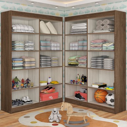 Guarda-Roupa Infantil Dois Irmãos Salvador 8 Portas 16 Prateleiras Castanho - Panorama Móveis