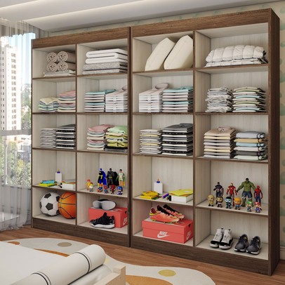 Guarda-Roupa Infantil Dois Irmãos Salvador 8 Portas 16 Prateleiras Castanho - Panorama Móveis