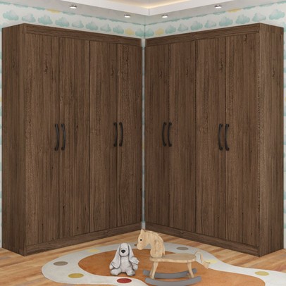 Guarda-Roupa Infantil Dois Irmãos Salvador 8 Portas 16 Prateleiras Castanho - Panorama Móveis