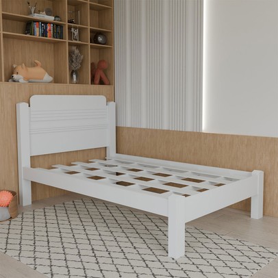 Cama de Solteiro Kids 100% Mdf  Branco - Panorama Móveis