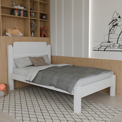 Cama de Solteiro Kids 100% Mdf  Branco - Panorama Móveis