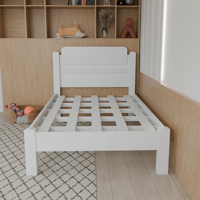 Cama de Solteiro Kids 100% Mdf  Branco - Panorama Móveis
