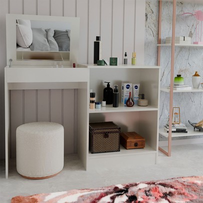 Penteadeira Celeste 2 Portas com Espelho e Porta Jóias Branco - Panorama Móveis