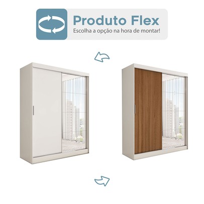 Guarda-Roupa Solteiro Vulcan 2 Portas 4 Gavetas com Espelho 100% Mdf Branco - Panorama Móveis