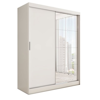 Guarda-Roupa Solteiro Vulcan 2 Portas 4 Gavetas com Espelho 100% Mdf Branco - Panorama Móveis