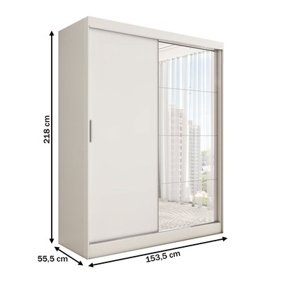 Guarda-Roupa Solteiro Vulcan 2 Portas 4 Gavetas com Espelho 100% Mdf Branco - Panorama Móveis