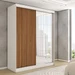 Guarda-Roupa Solteiro Vulcan 2 Portas 4 Gavetas com Espelho 100% Mdf Branco/Amêndola - Panorama Móveis