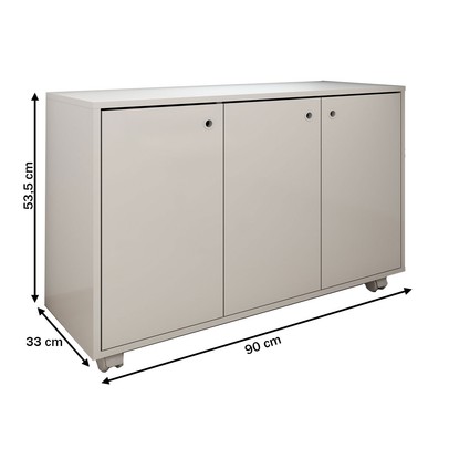 Armário para Escritório Coral 3 Portas 1 Prateleira Branco - Panorama Móveis