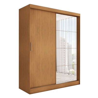 Guarda-Roupa Solteiro Vulcan 2 Portas 4 Gavetas com Espelho 100% Mdf Cinamomo - Panorama Móveis