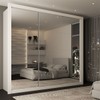 Guarda-Roupa Casal Louise 3 Portas de Correr 4 Gavetas Espelhado Branco - Panorama Móveis