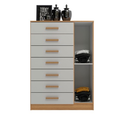 Cômoda Solis 1 Porta 7 Gavetas Branco/Cinamomo - Pnr Móveis