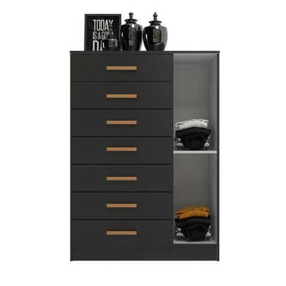 Cômoda Solis 1 Porta 7 Gavetas Preto - Pnr Móveis