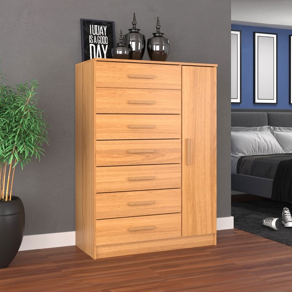 Cômoda Solis 1 Porta 7 Gavetas Cinamomo - Pnr Móveis