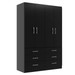 Guarda-Roupa Solteiro áquila 4 Portas 6 Gavetas Black - Pnr Móveis