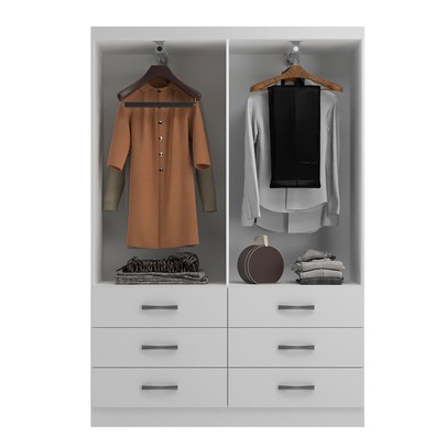 Guarda-Roupa Solteiro áquila 4 Portas 6 Gavetas Branco - Pnr Móveis