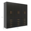 Guarda-Roupa Casal Arkansas 6 Portas 12 Gavetas Preto - Pnr Móveis