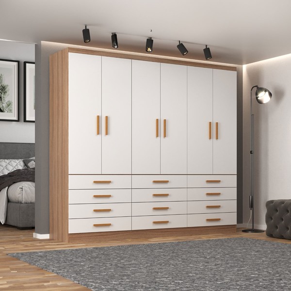 Guarda-Roupa Casal Arkansas 6 Portas 12 Gavetas Branco/Demolição - Pnr Móveis