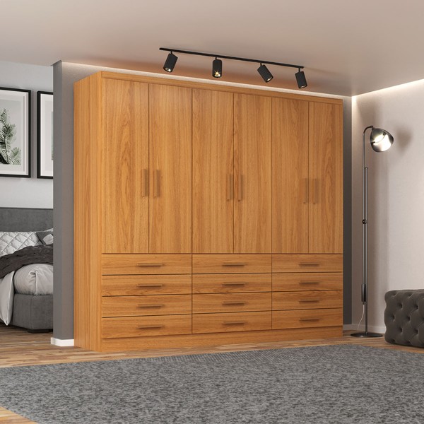 Guarda-Roupa Casal Arkansas 6 Portas 12 Gavetas Cinamomo - Pnr Móveis