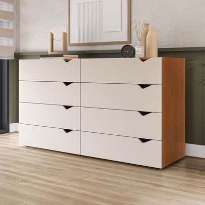 Cômoda Porto 8 Gavetas Freijó/Creme - Politorno