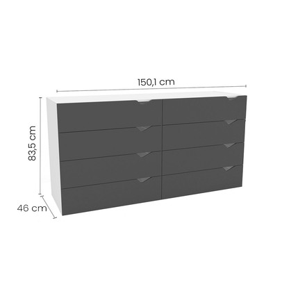 Cômoda Porto 8 Gavetas Freijó/Creme - Politorno