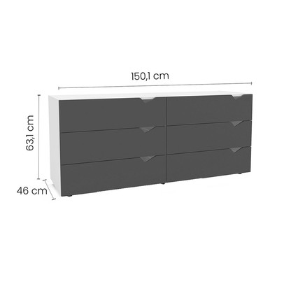 Cômoda Porto 6 Gavetas Freijó/Azul - Politorno