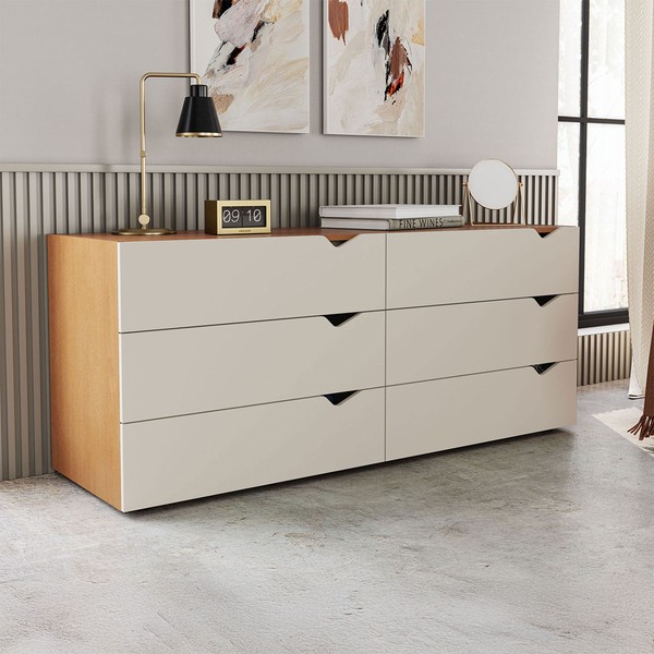 Cômoda Porto 6 Gavetas Freijó/Creme - Politorno
