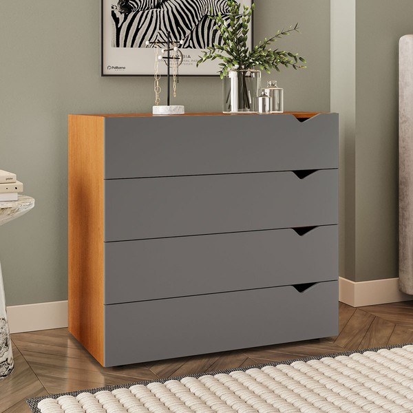 Cômoda Porto 4 Gavetas Freijó/Cinza - Politorno