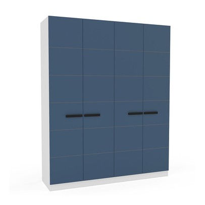 Guarda-Roupa Casal Lisboa 4 Portas 4 Gavetas Branco/Azul - Politorno