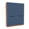 Guarda-Roupa Casal Lisboa 4 Portas 4 Gavetas Freijó/Azul - Politorno