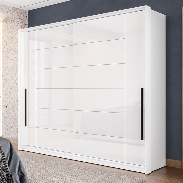 Guarda-Roupa Casal Lisboa 2 Portas 2 Gavetas Branco - Politorno