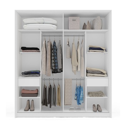 Guarda-Roupa Casal Lisboa 2 Portas 2 Gavetas Branco/Azul - Politorno