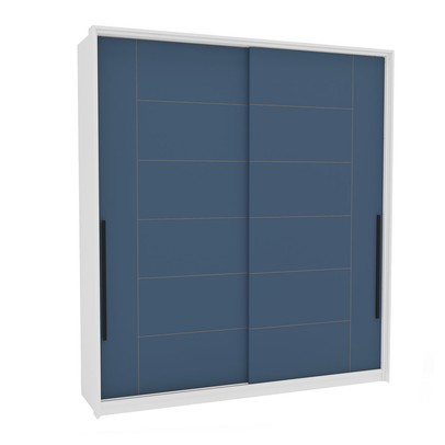 Guarda-Roupa Casal Lisboa 2 Portas 2 Gavetas Branco/Azul - Politorno
