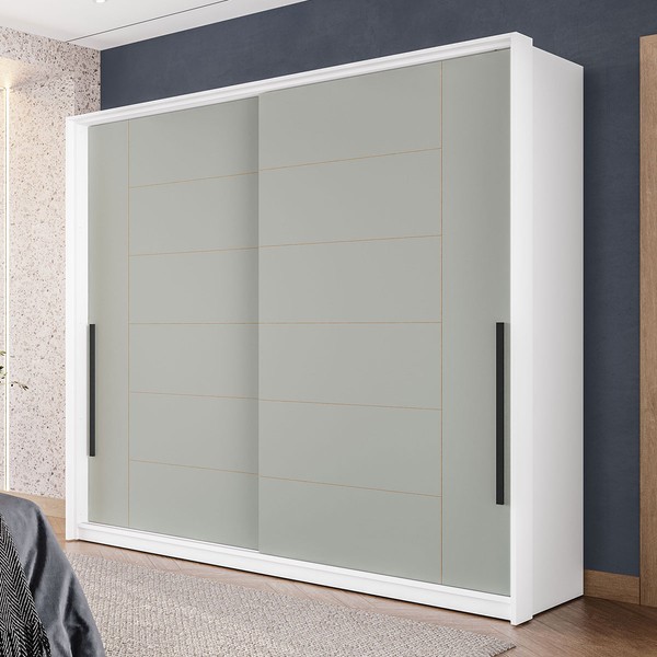 Guarda-Roupa Casal Lisboa 2 Portas 2 Gavetas Branco/Verde - Politorno