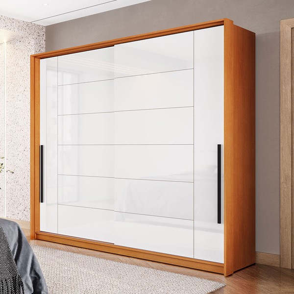 Guarda-Roupa Casal Lisboa 2 Portas 2 Gavetas Freijó/Branco - Politorno