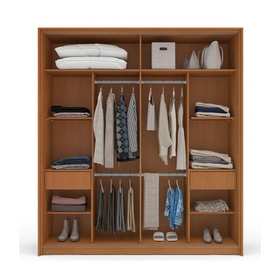 Guarda-Roupa Casal Lisboa 2 Portas 2 Gavetas Freijó/Creme - Politorno