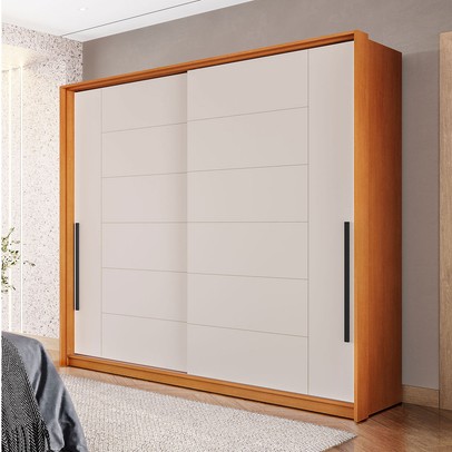 Guarda-Roupa Casal Lisboa 2 Portas 2 Gavetas Freijó/Creme - Politorno