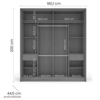 Guarda-Roupa Casal Lisboa 2 Portas 2 Gavetas Freijó/Creme - Politorno