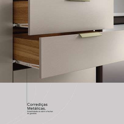 Cozinha Completa Charge 8 Portas 2 Gavetas com Vidro Amêndola/Nude Prime Tx - Pnr Móveis