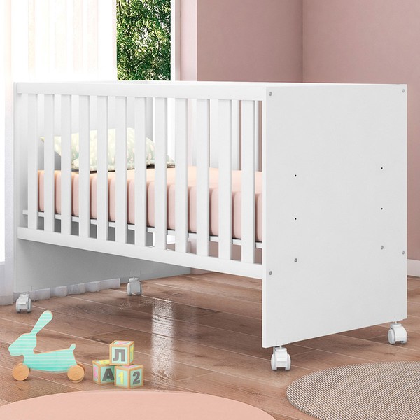 Berço Beaty com Rodízio Branco - Pnr Móveis