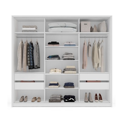 Guarda-Roupa Casal Lisboa 3 Portas 4 Gavetas Branco/Azul - Politorno