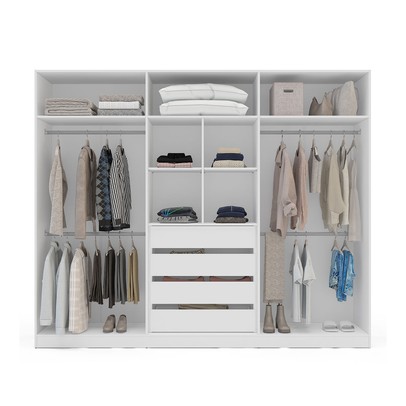 Guarda-Roupa Casal Lisboa 6 Portas 4 Gavetas com Espelho Branco/Azul - Politorno