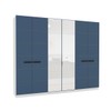 Guarda-Roupa Casal Lisboa 6 Portas 4 Gavetas com Espelho Branco/Azul - Politorno