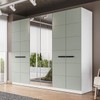 Guarda-Roupa Casal Lisboa 6 Portas 4 Gavetas com Espelho Branco/Verde - Politorno