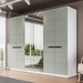 Guarda-Roupa Casal Lisboa 6 Portas 4 Gavetas com Espelho Branco/Verde - Politorno