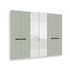 Guarda-Roupa Casal Lisboa 6 Portas 4 Gavetas com Espelho Branco/Verde - Politorno