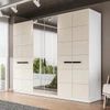 Guarda-Roupa Casal Lisboa 6 Portas 4 Gavetas com Espelho Branco/Creme - Politorno